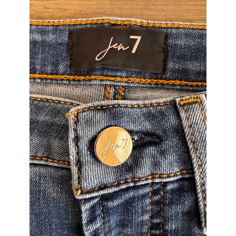 7 For All Mankind Women's Blue Denim Mini Pencil Skirt Size 2 Cabincore Normcore - Picture 7 of 11